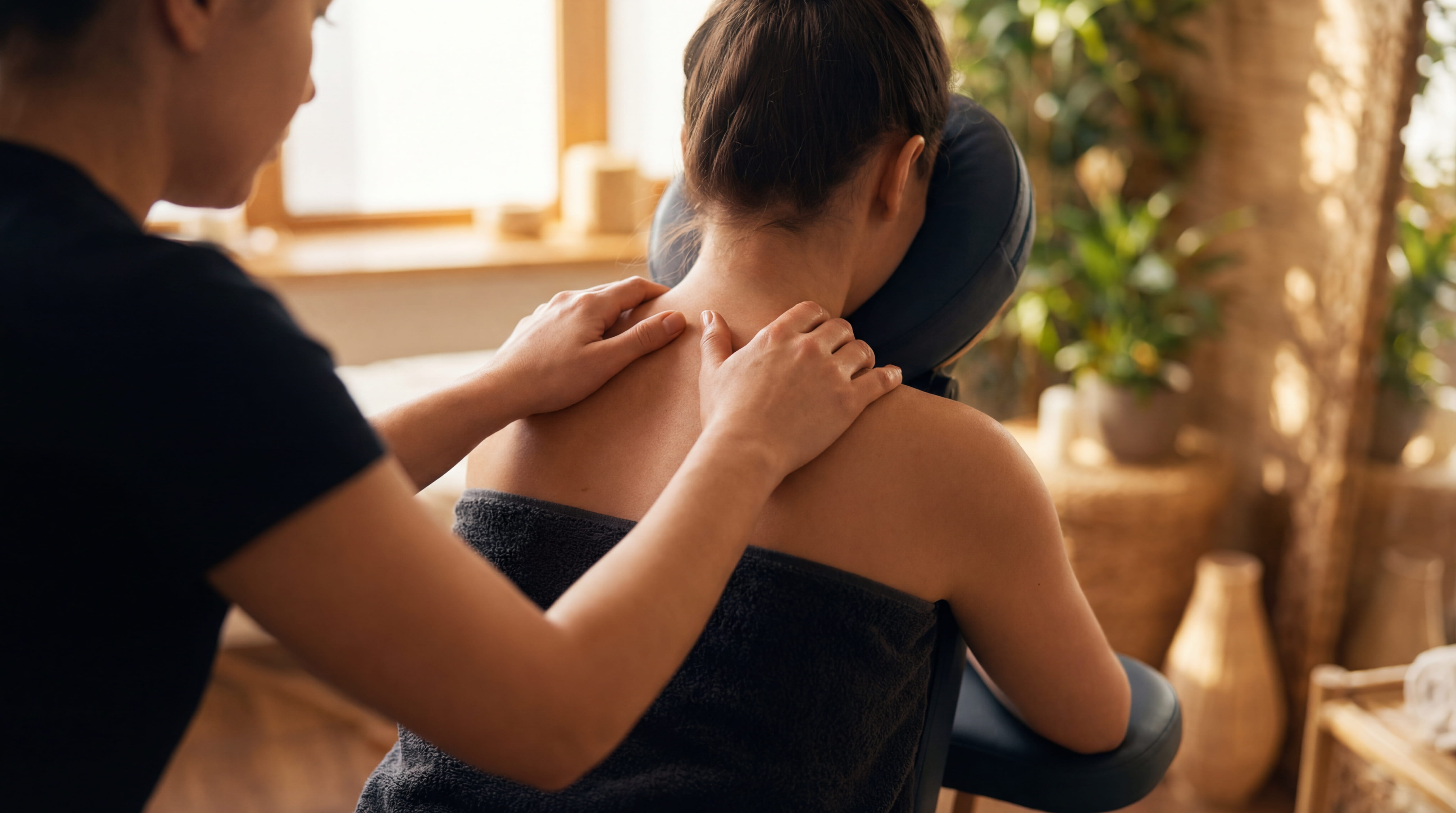 Masáž šíje v sedě